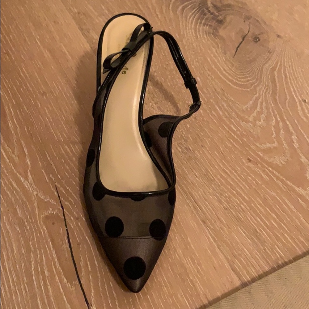 Kate spade sheer black polka dot bow heel